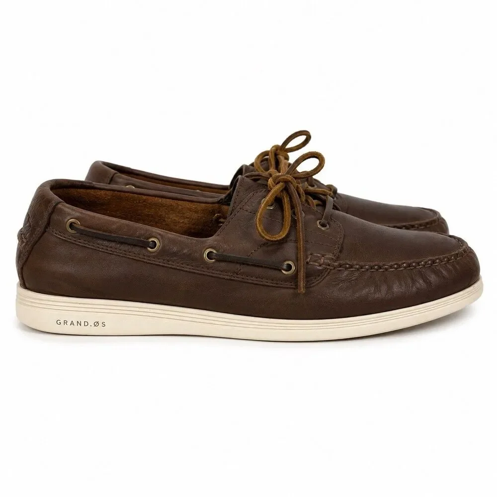 Cole Haan Grand Os Boat Shoes Men’s Size 11.5 Brown Leather Coastal Preppy Shoes
